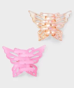 Iridescent Butterfly Claw Hair Clip Set 4pc - Wild Fable™ Pink/Teal/Neutral