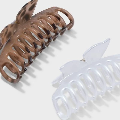 Jelly Top Butterfly Claw Hair Clip Set 2pc - Wild Fable™ Tort/White 2 Jelly Top Butterfly Claw Hair Clip Set 2pc - Wild Fable™ Tort/White - Image 2