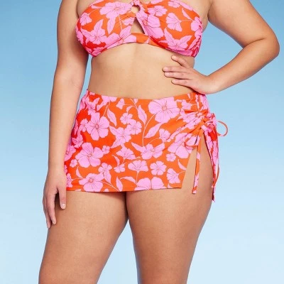 Women's Cinch Side Skirt Cover Up - Wild Fable™ Orange/Pink Tropical Print 8 Women's Cinch Side Skirt Cover Up - Wild Fable™ Orange/Pink Tropical Print - Image 8