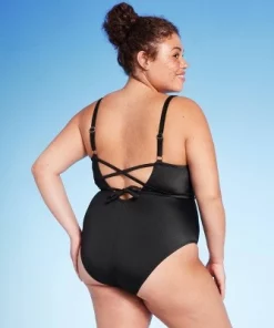 Women's Wrap Cut Out Cheeky One Piece Swimsuit - Wild Fable™ Black