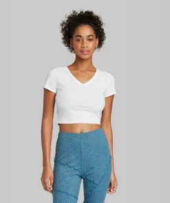 Women's Short Sleeve V-Neck 3pk Bundle T-Shirt - Wild Fable™ White