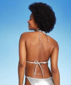 Women's Triangle Bikini Top - Wild Fable™ Teal Foil